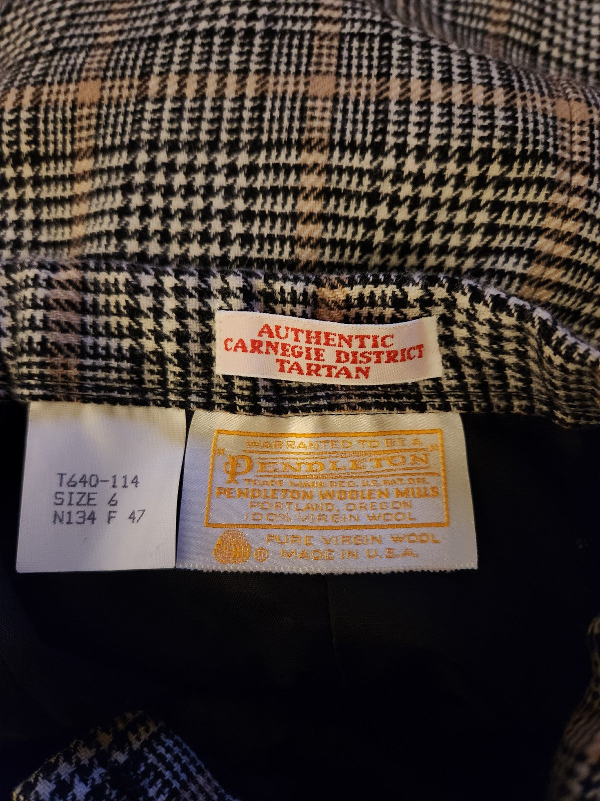 80s Black and White Pendleton Plaid Pencil Skirt