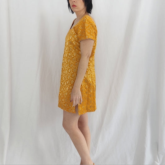 60s(?) Yellow and Gold Mod Mini Dress
