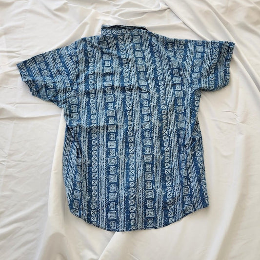 90s Blue Cotton Hawaiian Shirt