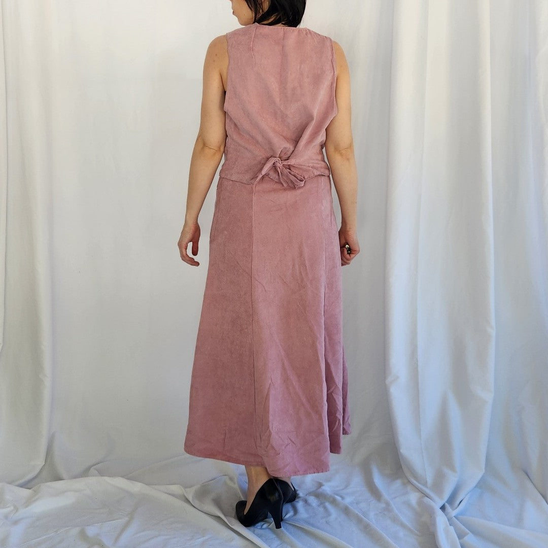 90s(?) Home Made Pink Vest and Maxi Skirt Set