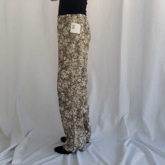 90s Deadstock Liz Claiborne Brown Floral Rayon Pants