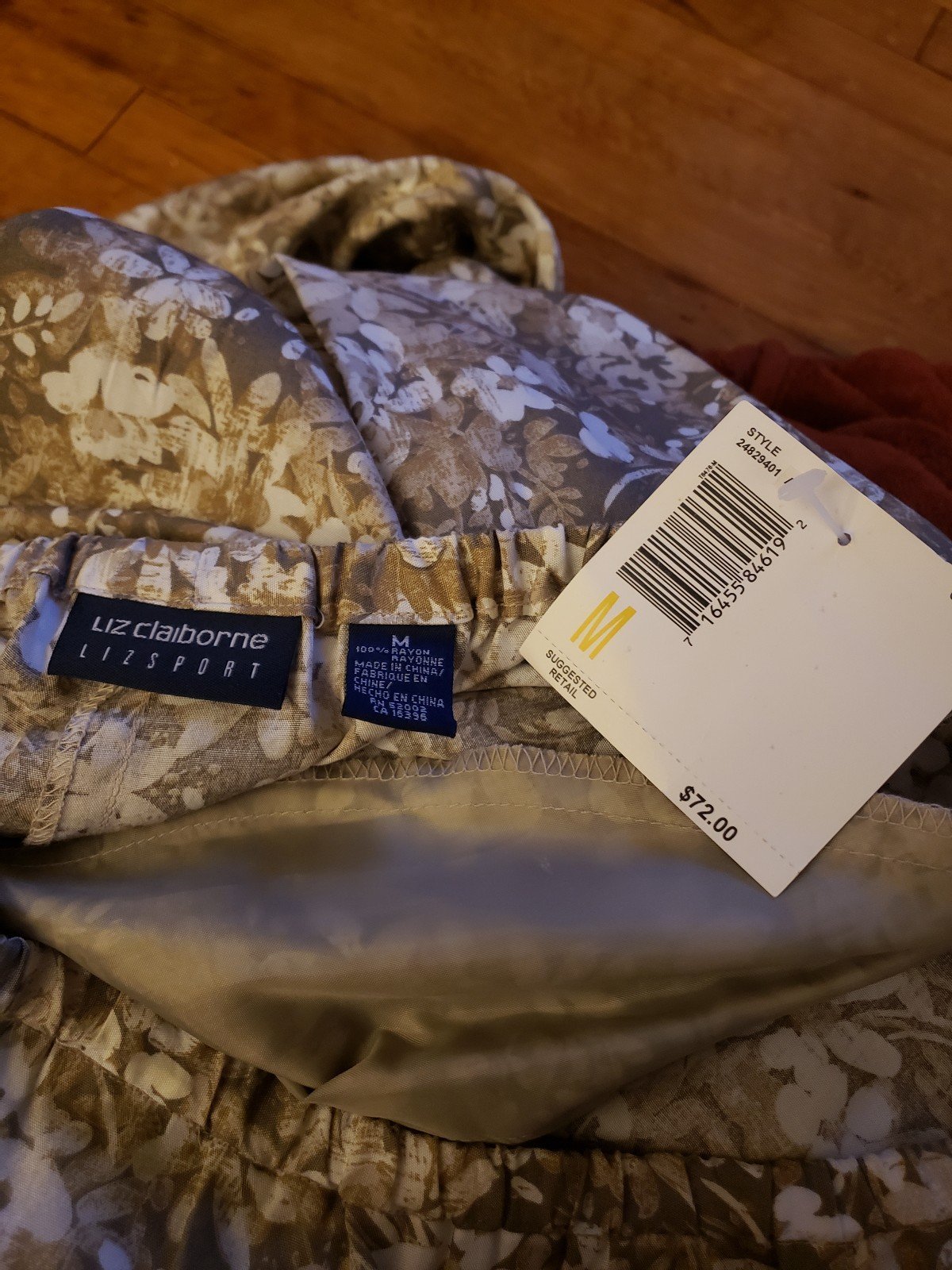 90s Deadstock Liz Claiborne Brown Floral Rayon Pants