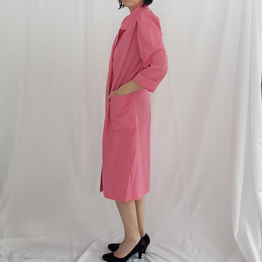 80s Pink Double Breasted Dress
