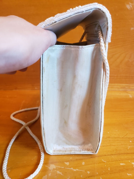 Vintage White Beaded Handbag