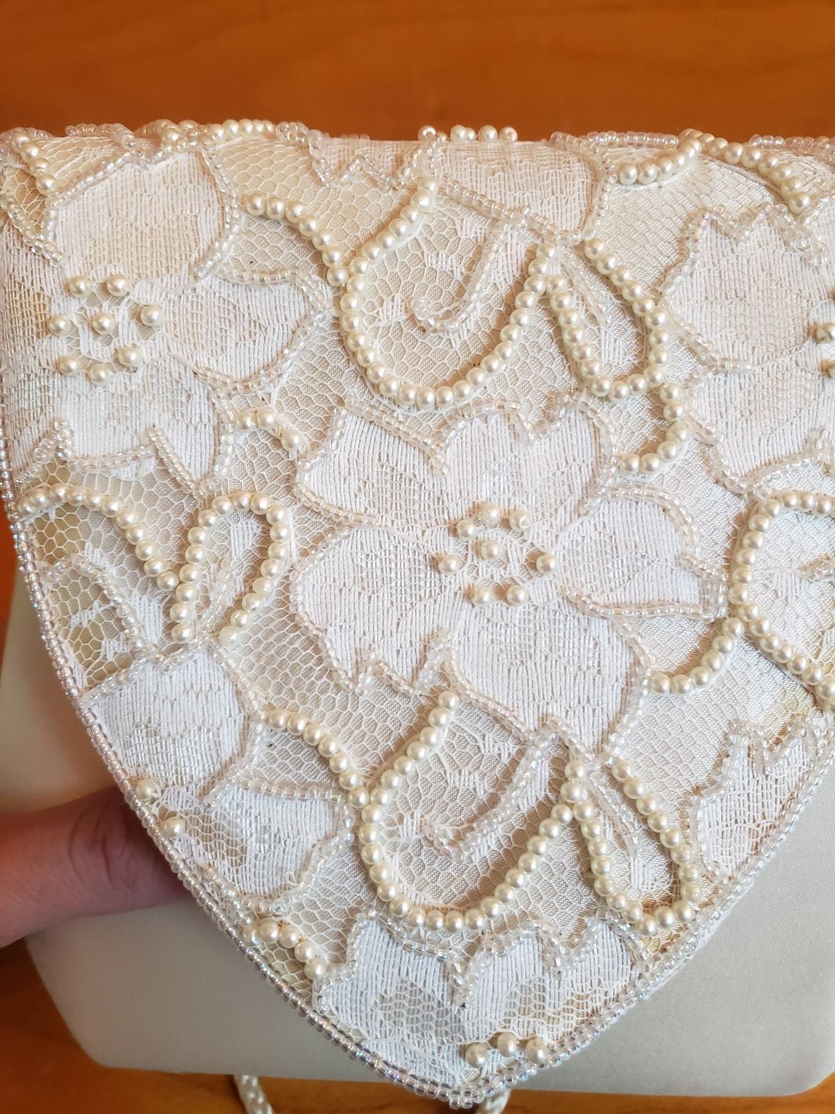 Vintage White Beaded Handbag