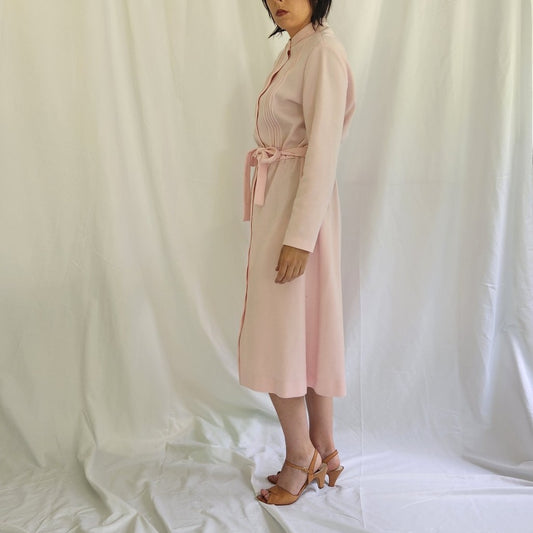70s Pink Long Sleeve Day Dress