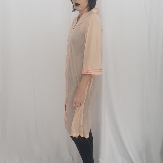 70s Pink Sheer Nylon Robe