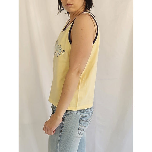 Y2K Yellow Hawaiin Flower Tank Top
