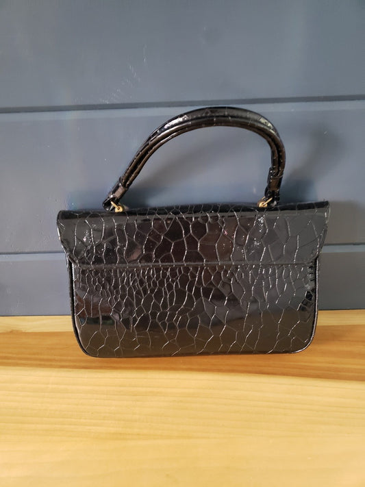 Vintage Black Vegan Leather Handbag