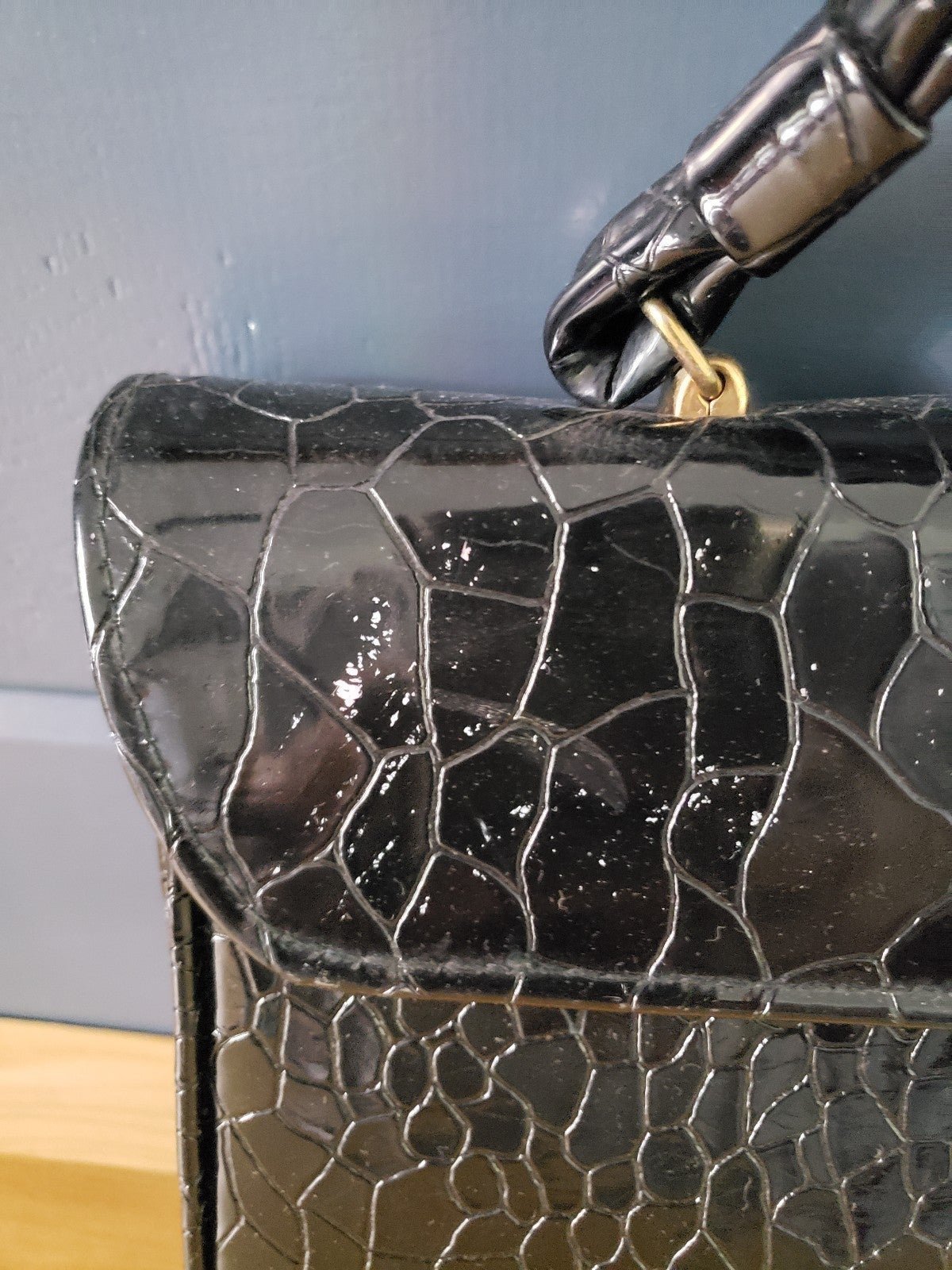 Vintage Black Vegan Leather Handbag