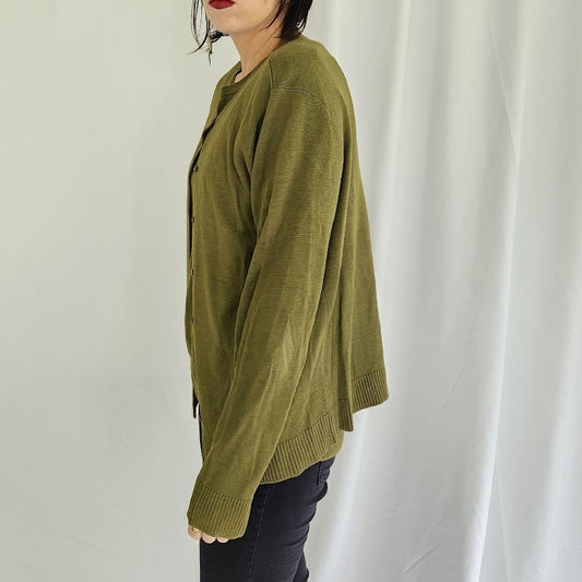 90s/00s Green Silk Sweater Set