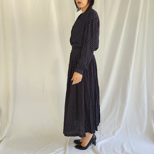 90s Laura Ashley Navy Blue Ditsy Floral Skirt Set