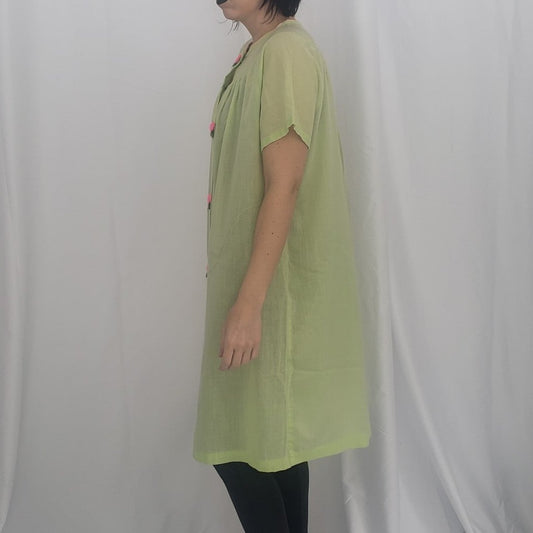 70s Green Polka Dot Snap Front Robe