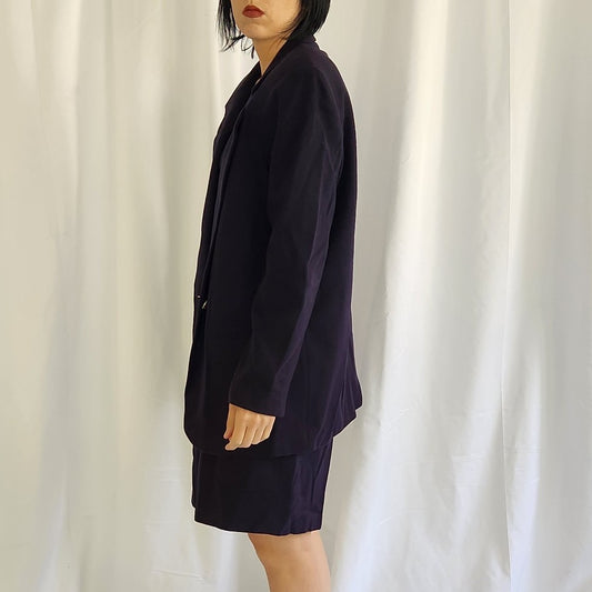 90s Navy Blue Wool Blazer and Shorts Set