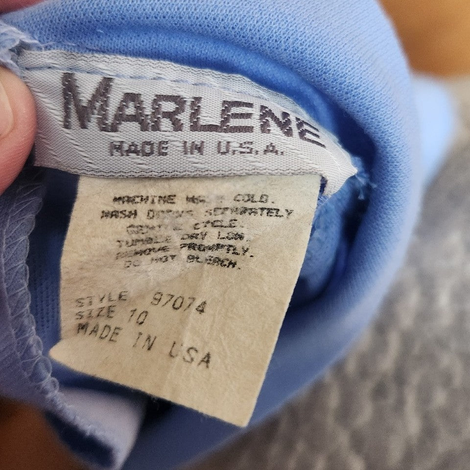 80s Periwinkle Long Sleeve Midi Dress