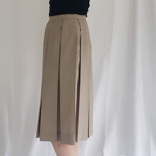 80s Beige Pleated Skirt