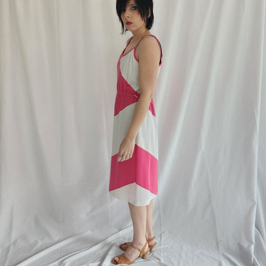 80s Pink and White Sundress
