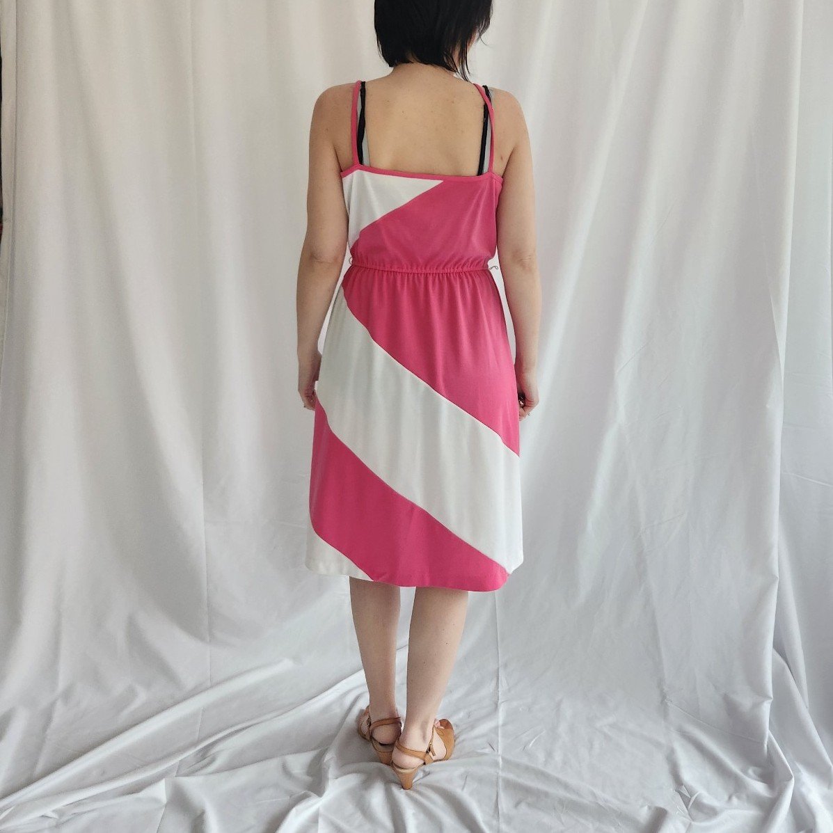80s Pink and White Sundress