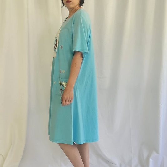 90s Blue Grandmacore Tshirt Dress
