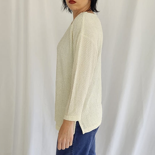 90s Ivory Textured Oversize Top