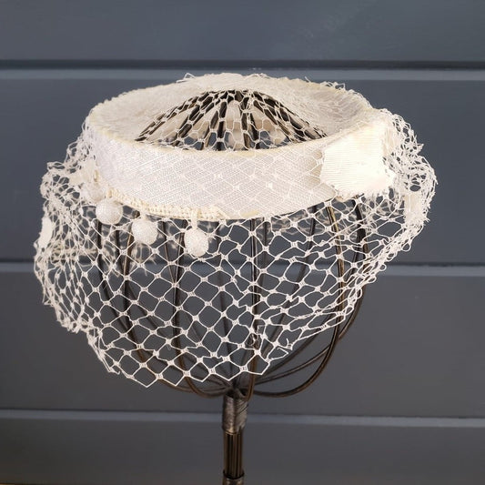60s White Lace Hat