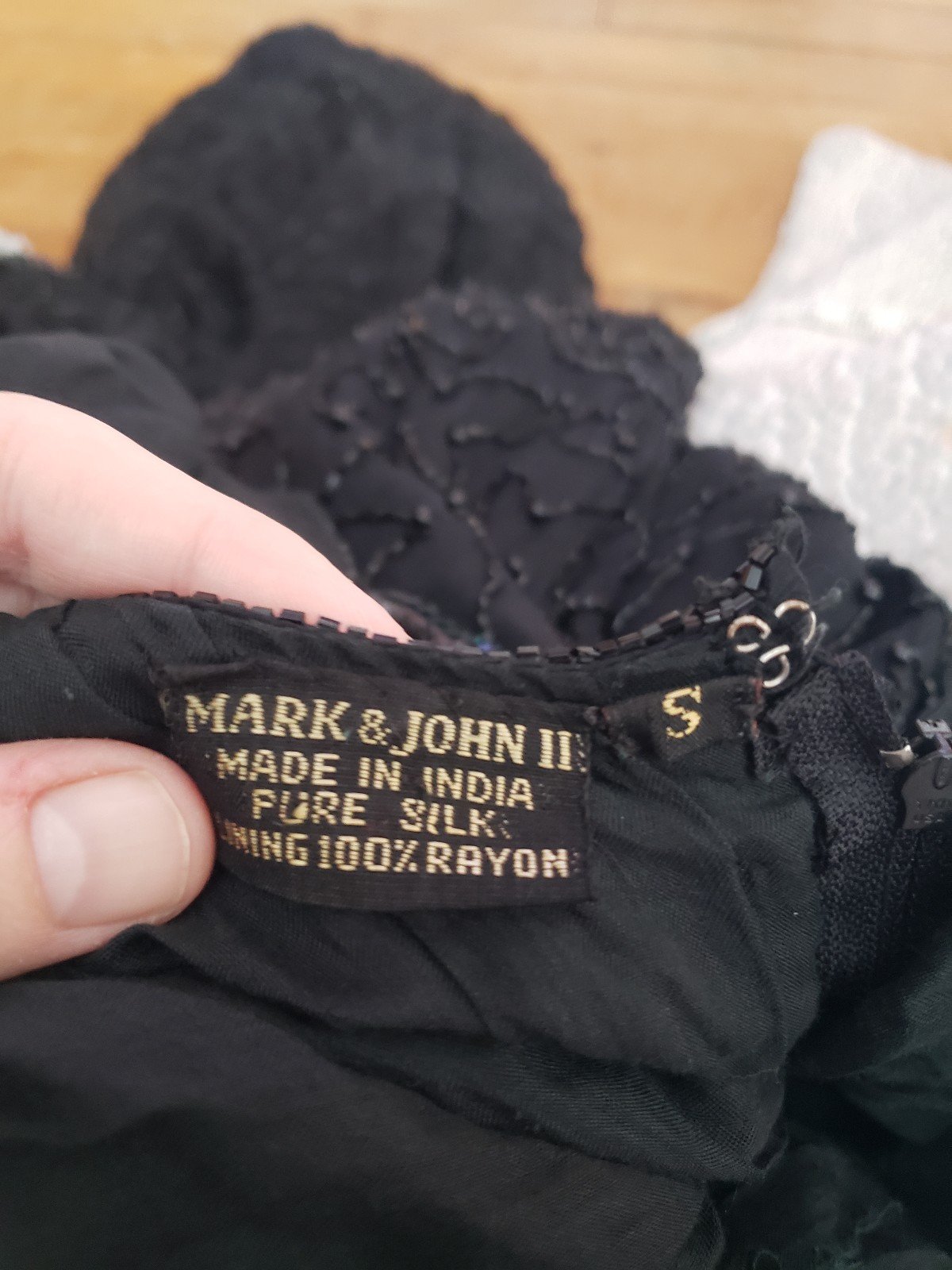 80s/90s Black Silk Beaded Dress