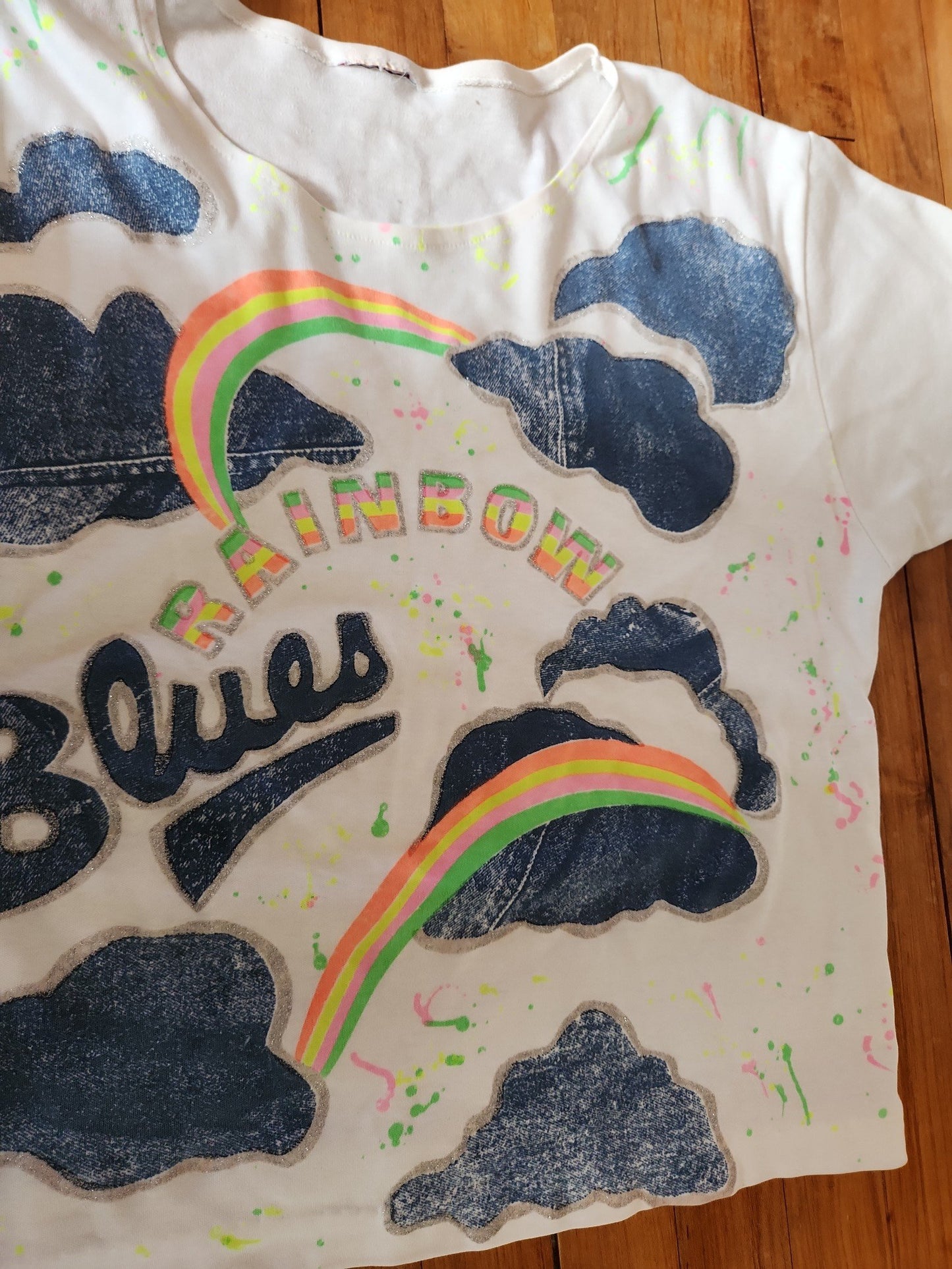 80s Rainbow Blues Splatter Paint Tee