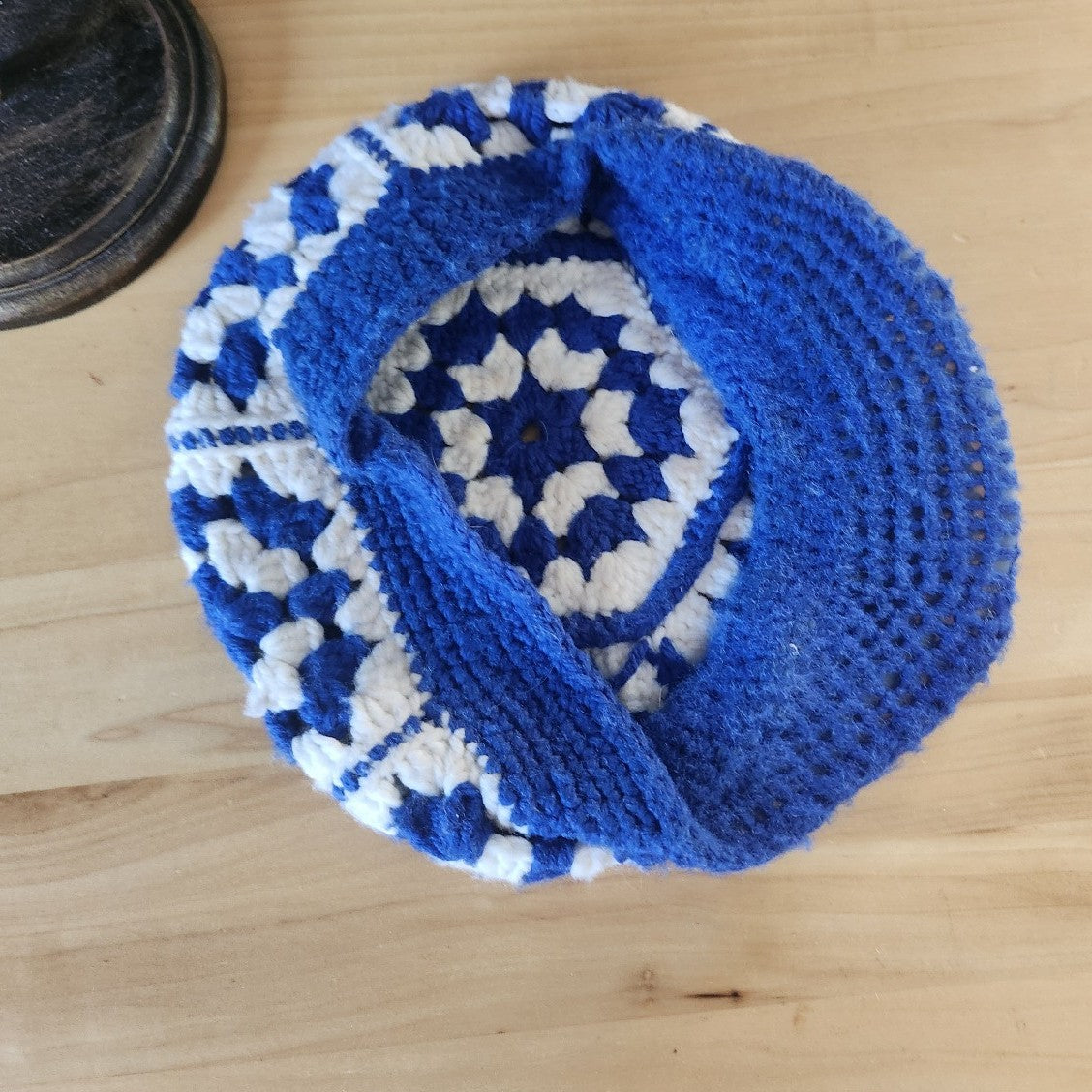 Vintage Blue and White Crochet Cap