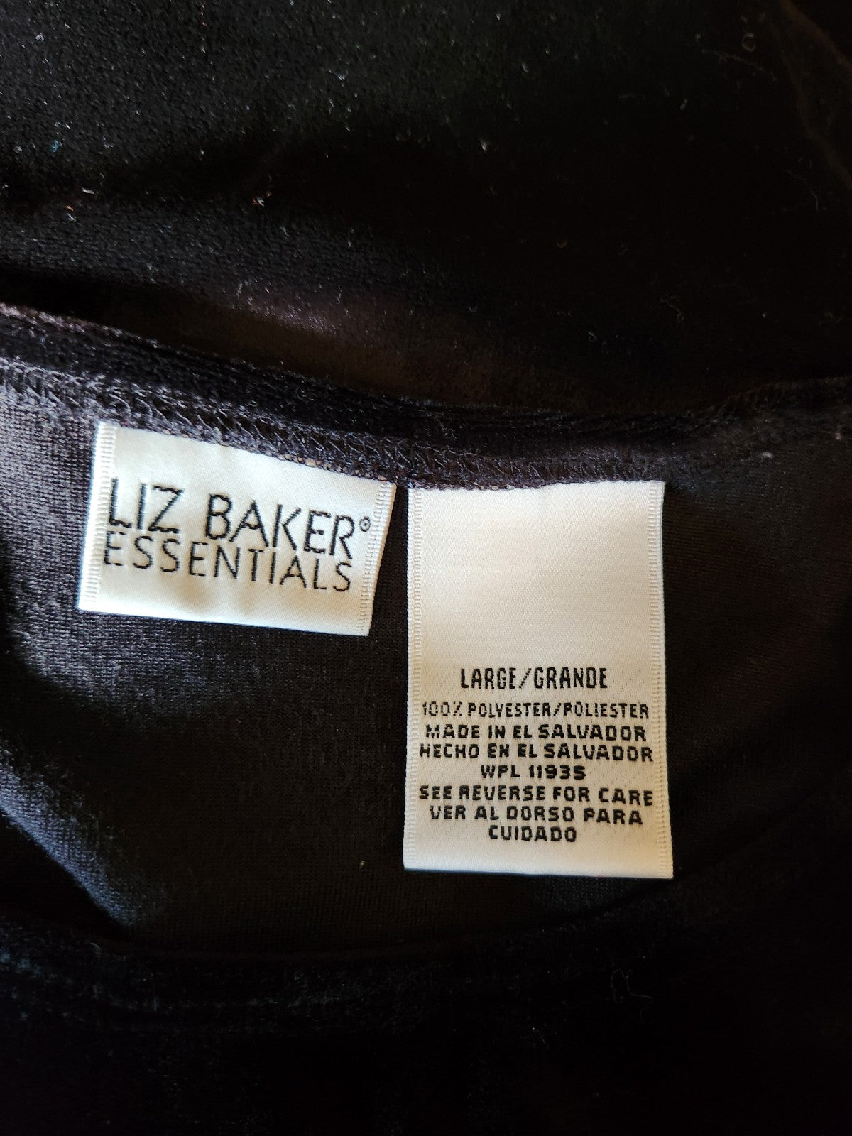 Liz Baker Black Velvet Long Sleeve Top