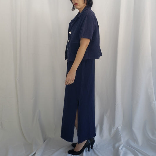 90s Blue Maxi Dress and Top Set