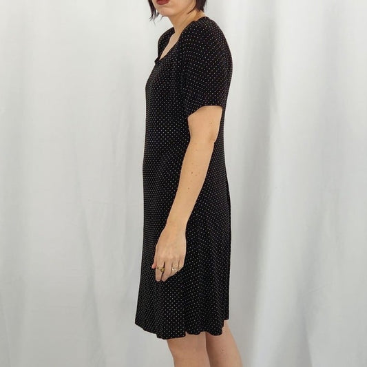 90s Black and White Polka Dot Mini Dress