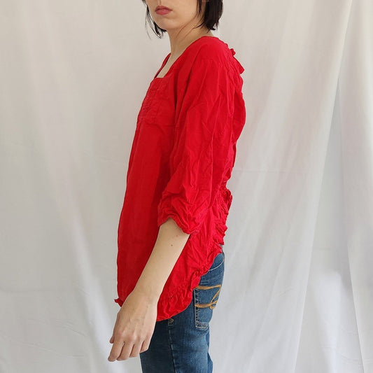 70s Red Open Back Shirt