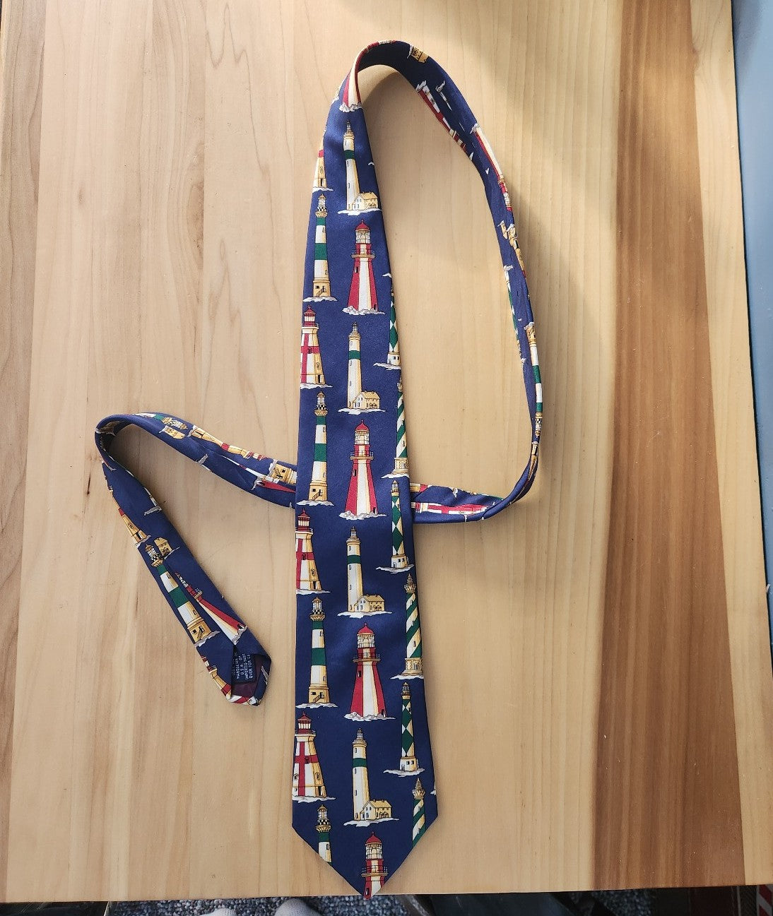 90s Lands End Silk Lighthouse Tie