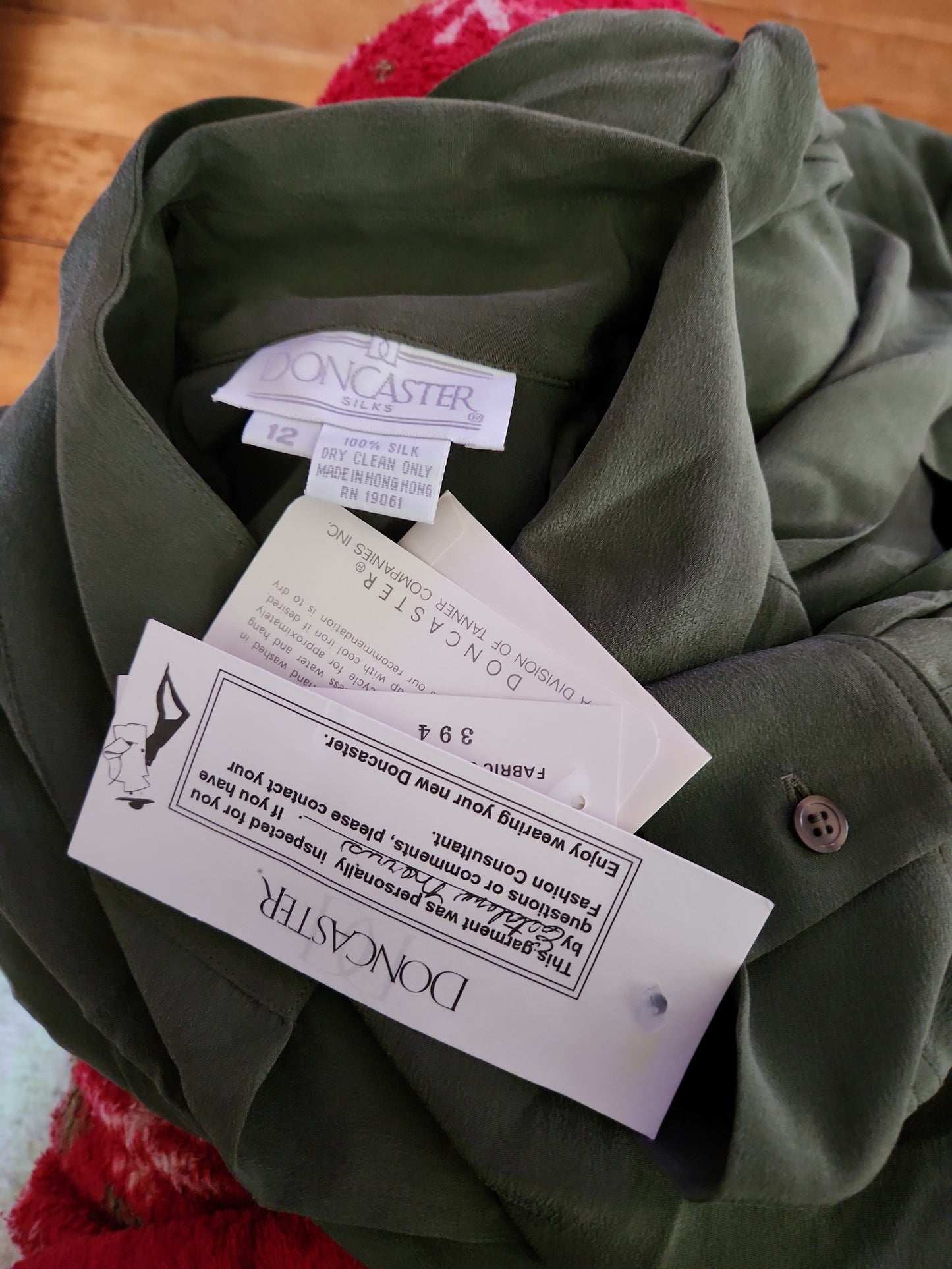 90s Deadstock Green Silk Blouse