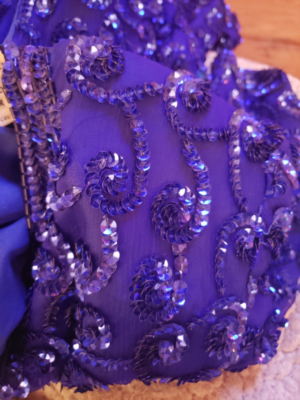 80s/90s Blue Silk Sequin Covered Dress