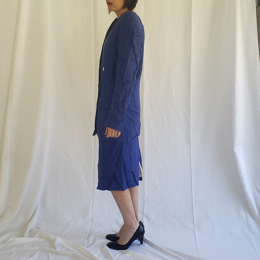 90s Blue Skirt Suit