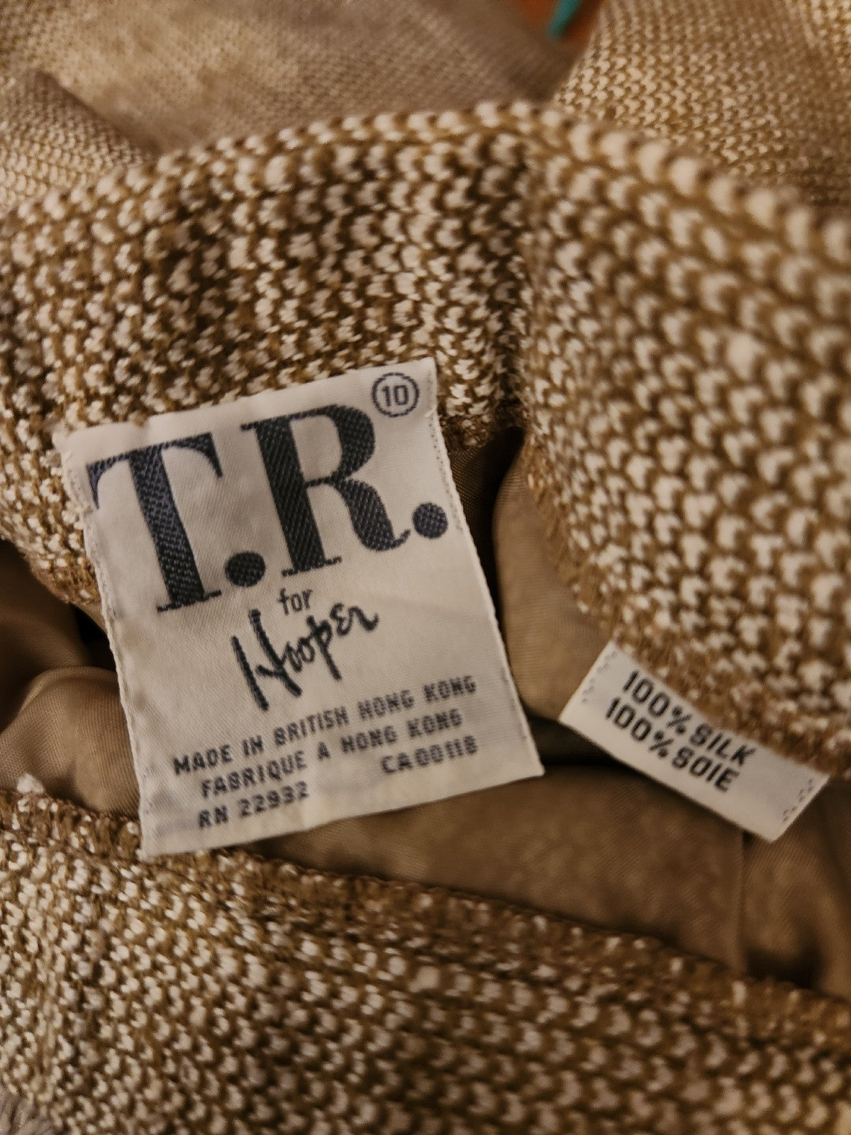 80s/90s Tan Silk Skirt Suit