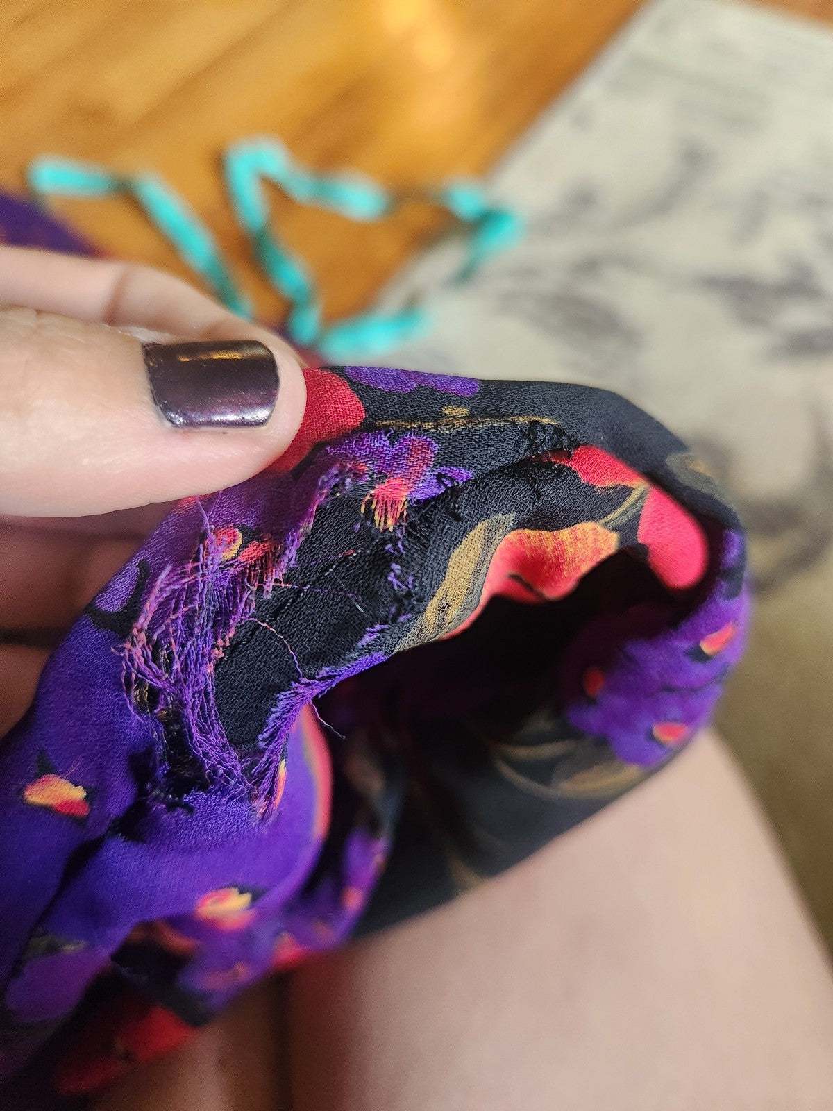 90s Liz Claiborne Purple, Red, and Orange Floral Dress