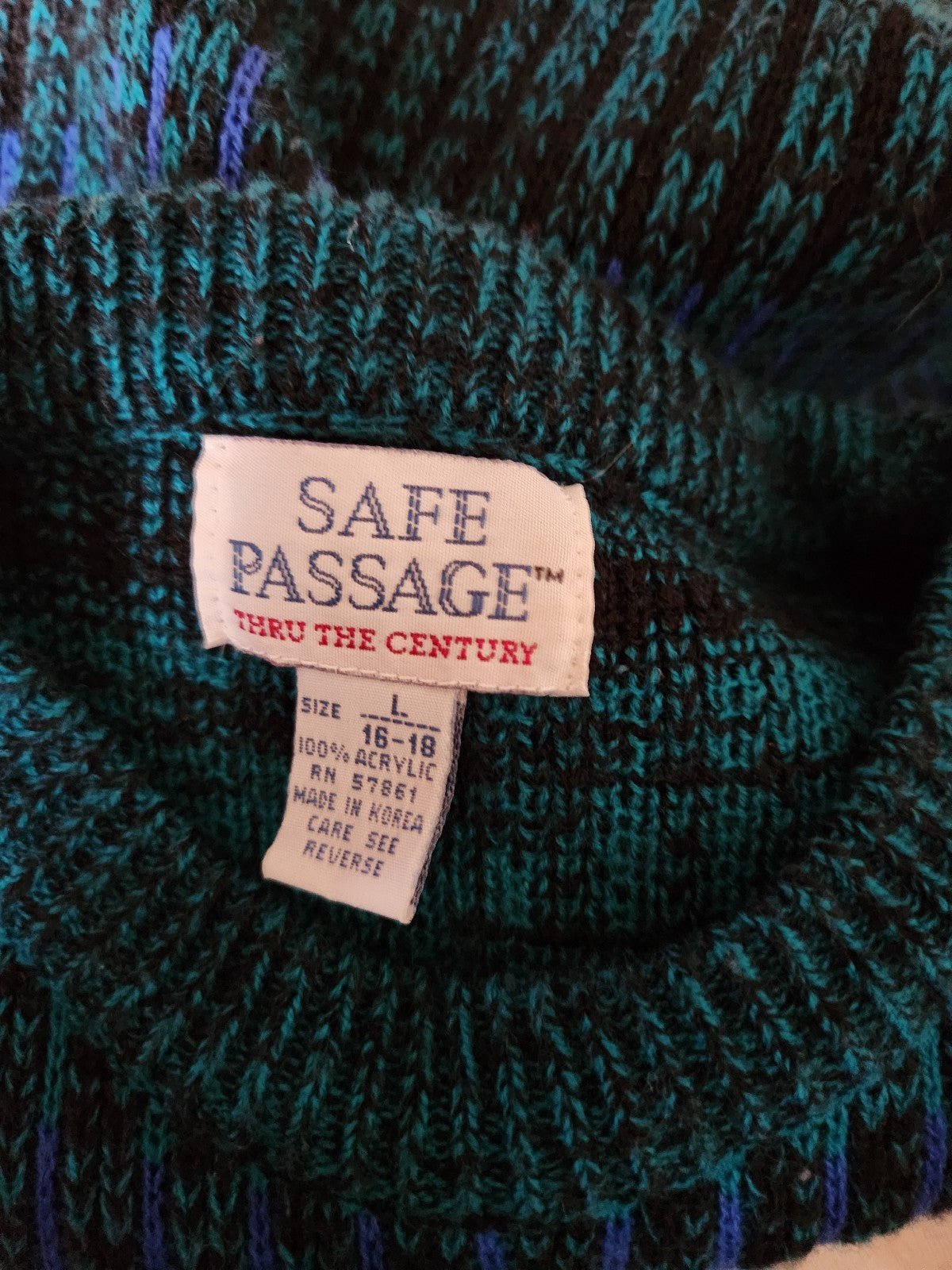 80s Teal, Blue, and Black Sweater