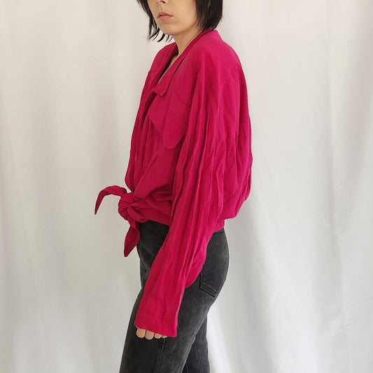 80s Fuchsia Tie Front Jacket