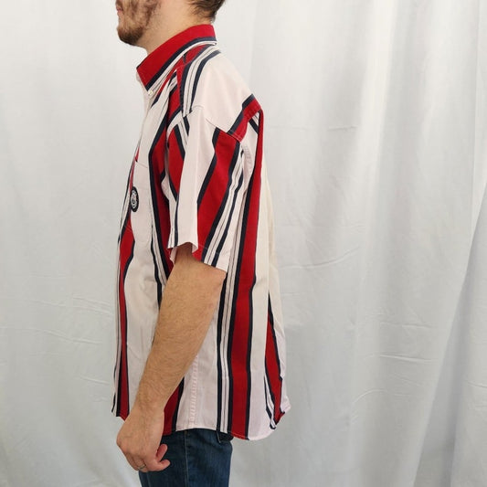 90s Chaps Ralph Lauren Red and White Striped Cotton Button Down