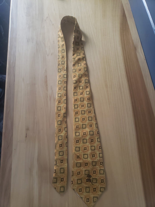 Vintage 70s Yellow and Brown Tie