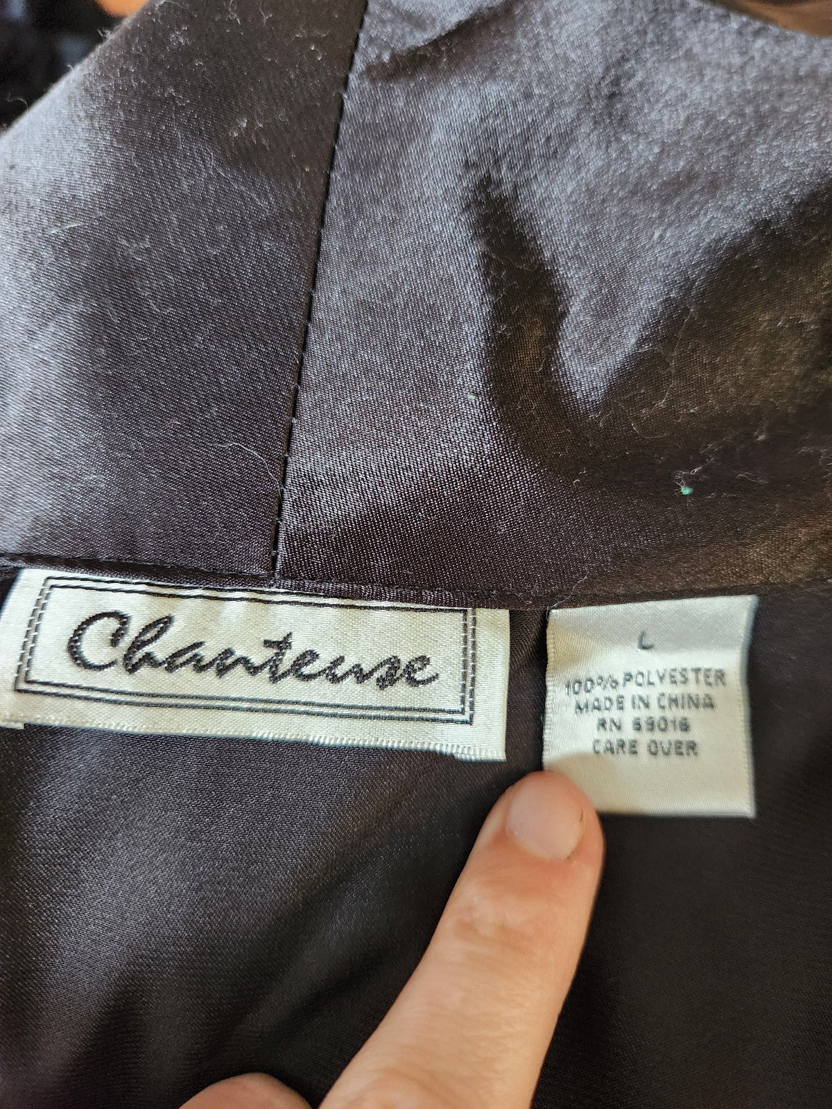 90s Black Satin Robe