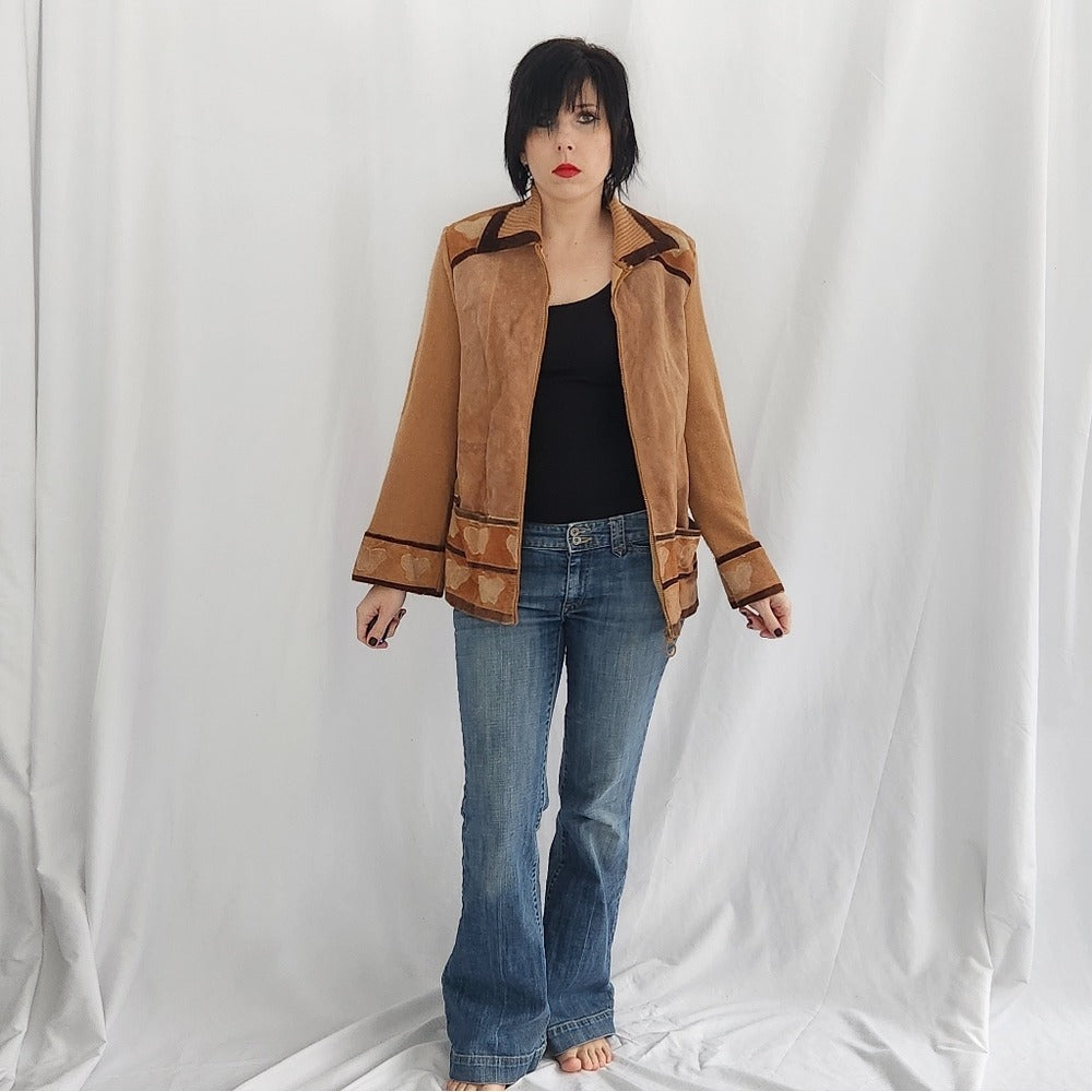 70s Kmart Suede n Knit Butterfly Jacket