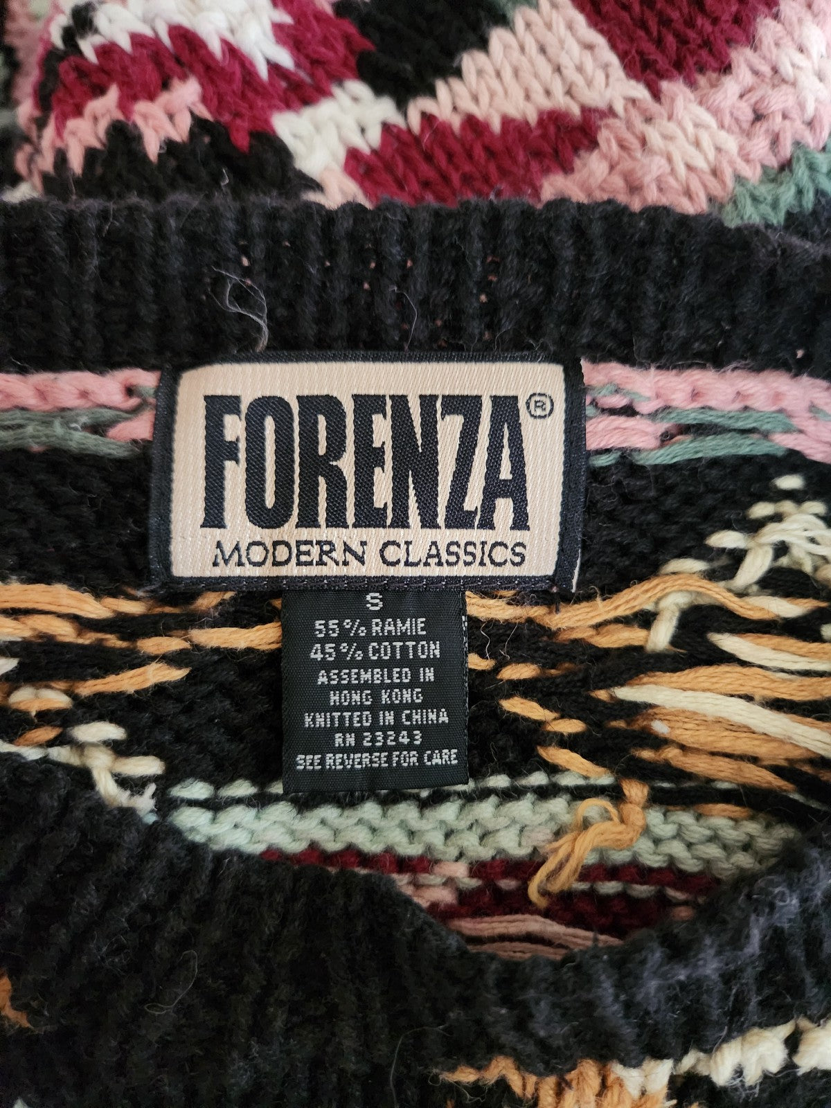 90s Black, Pink, and Green Oversize Sweater