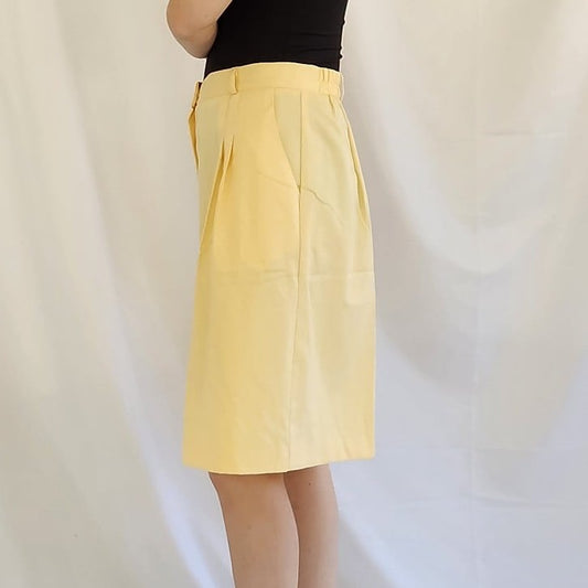 90s Yellow High Rise Pleated Shorts