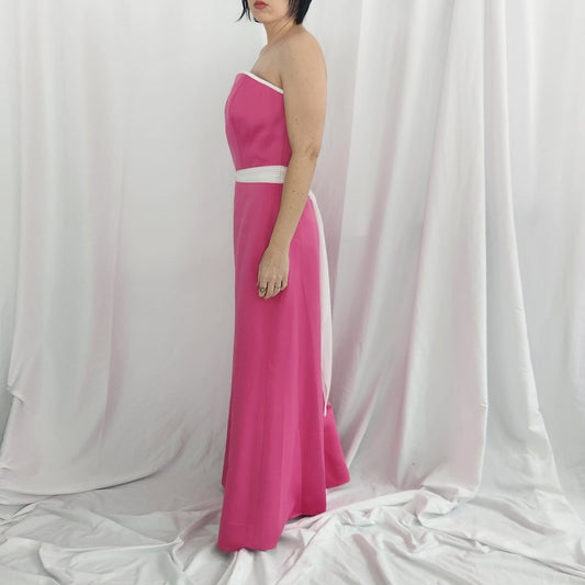 Y2K Pink and White Strapless Dress