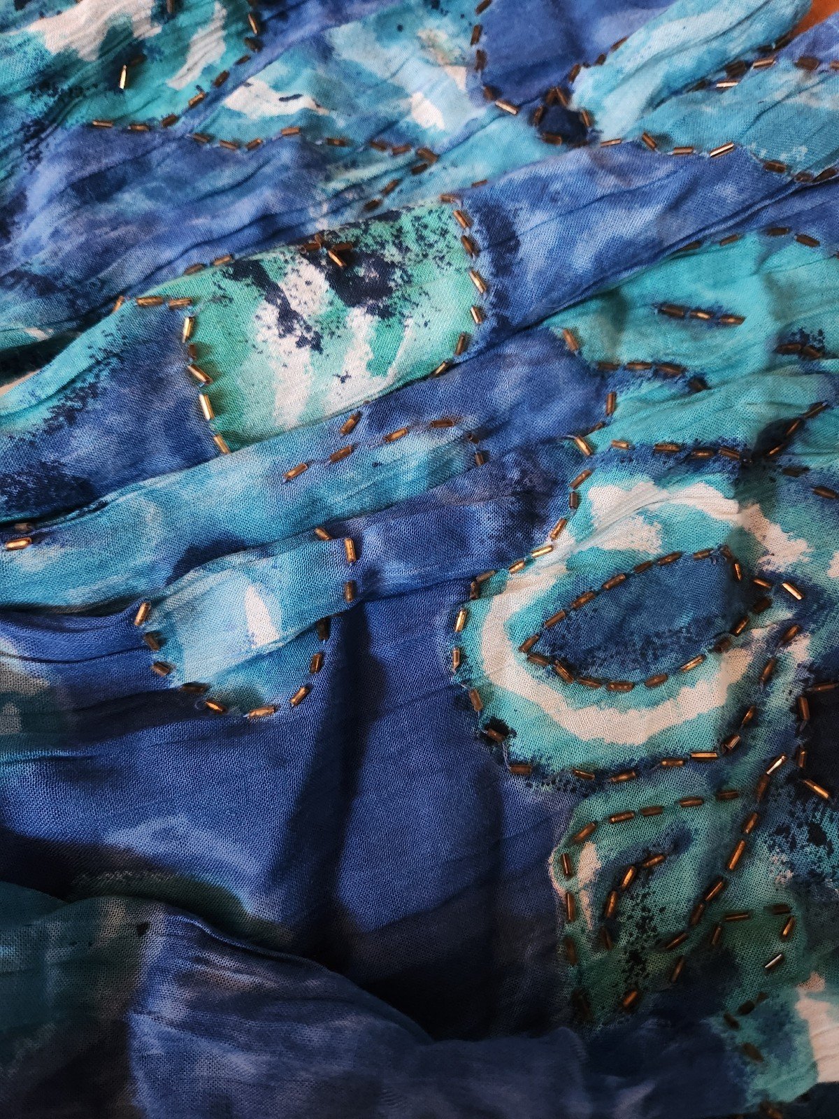 90s Blue Rayon Midi Skirt