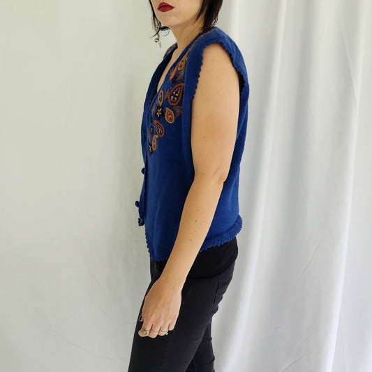 90s/00s Blue Wool Blend Sweater Vest