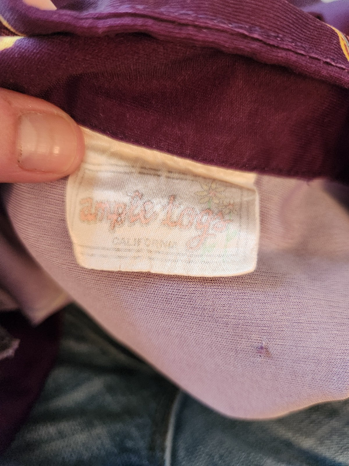 70s Purple Floral Blouse with Butterflies